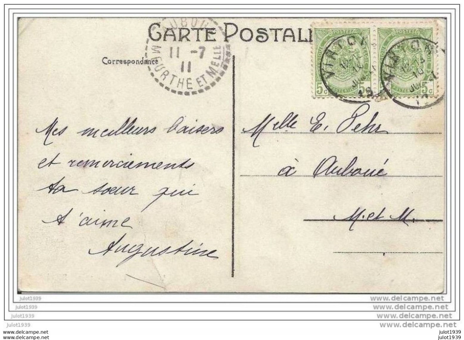 VIRTON ..-- Récréation , Villa Ste - Lucie . 1911 Vers AUBOUE ( Melle E. PEHR ) , France . Voir Verso . - Virton