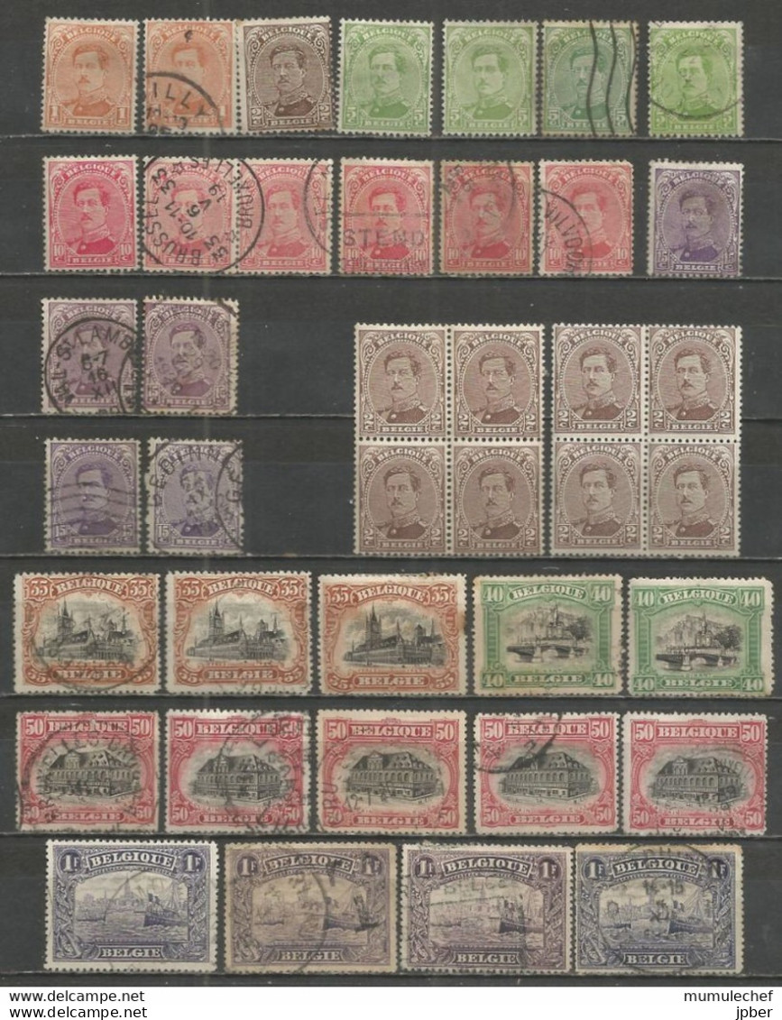 Belgique - Albert Ier - Entre N°135 Et 145 - Lot De Timbres **/*/o. Dont "Agence Bruxelles 33", GEDINNE, VAL-ST-LAMBERT - 1915-1920 Albert I