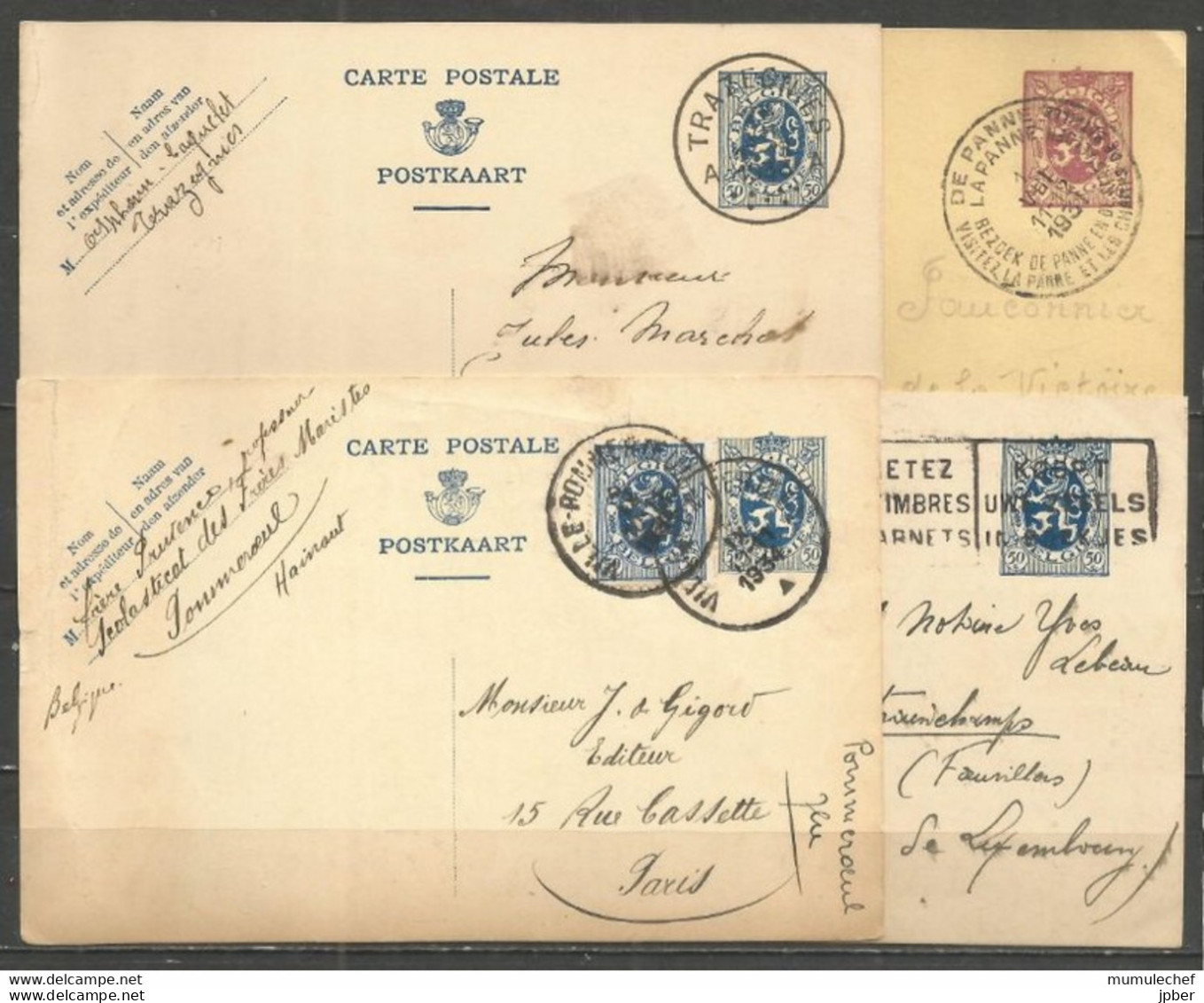 Belgique - Carte Postale N°96 Et 98 - Obl. TRAZEGNIES, VILLE-POMMEROEUL, DE PANNE, BRUXELLES - Postkarten 1871-1909