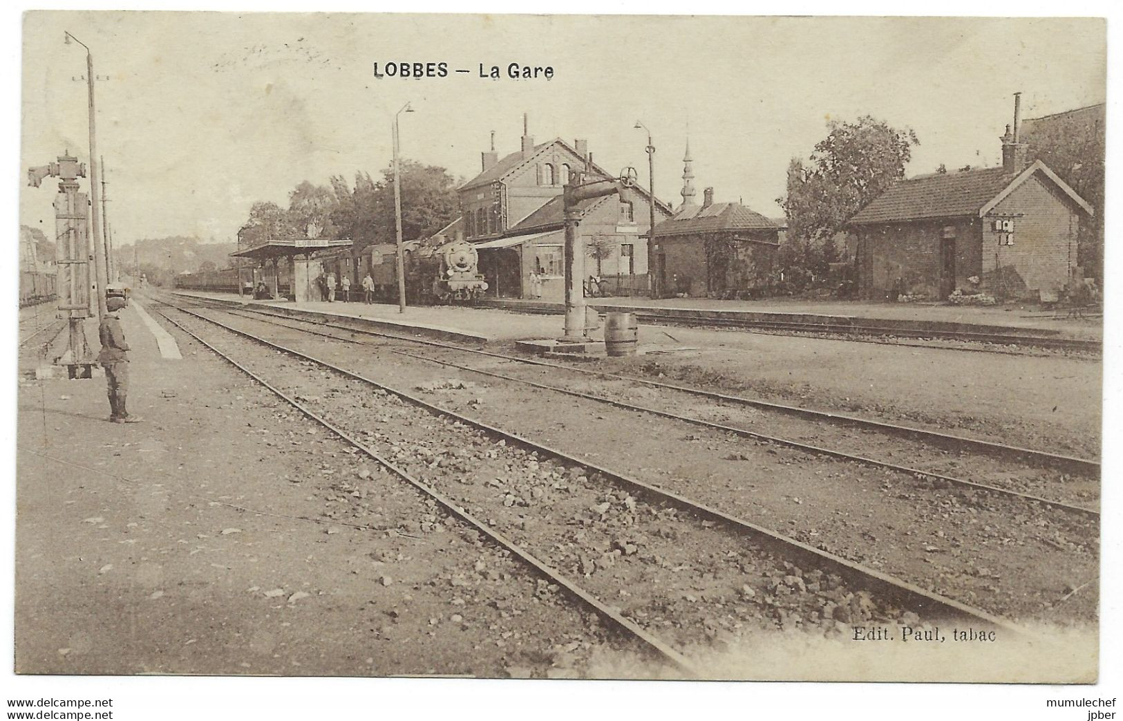 Belgique - LOBBES - 1 CP - La Gare Avec Train à Vapeur - Lobbes