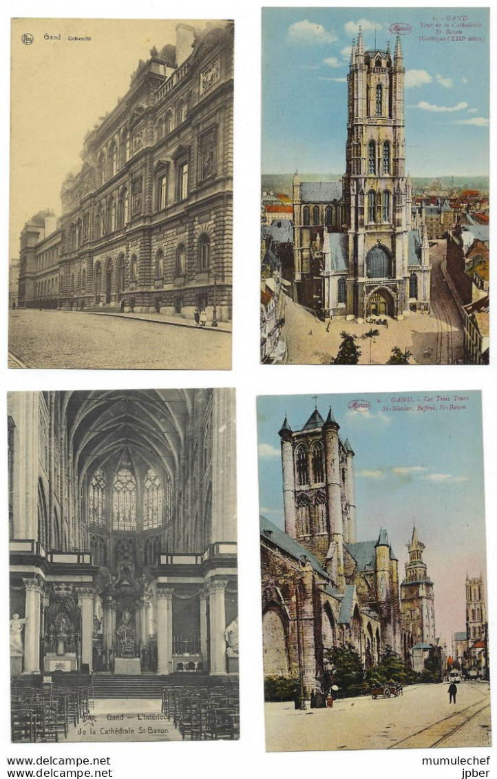 Belgique - GENT (Gand) - 14 CP - Cathédrale, Beffroi, Université, Prison, Hôtel De Ville, Palais De Justice, Marché, ... - Gent