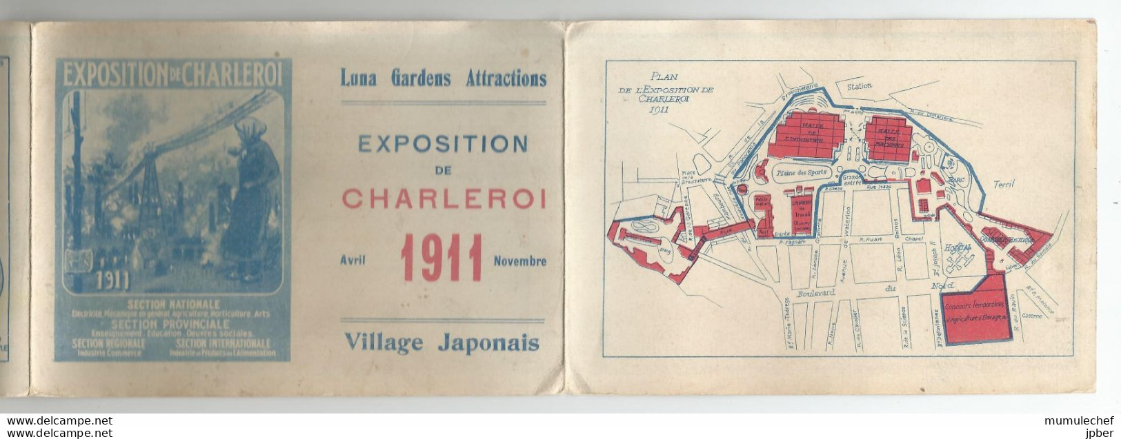 Belgique - CHARLEROI - 9+1 Double CP + Triptyque Plan - Exposition 1911 - - Charleroi