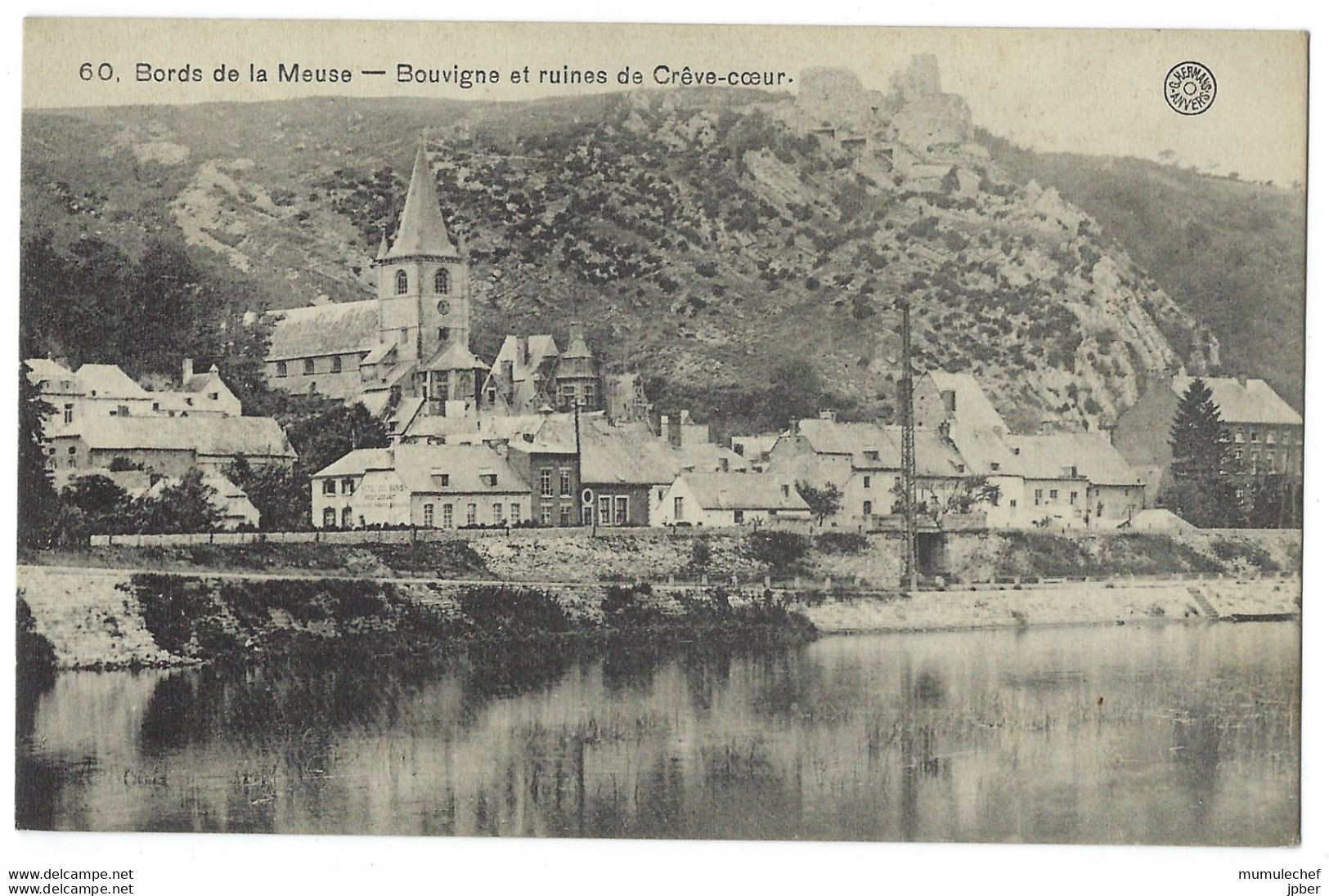 Belgique - BOUVIGNES-SUR-MEUSE - 1CP - Le Village , L'église Et Les Ruines Du Château De Crêvecoeur - Dinant