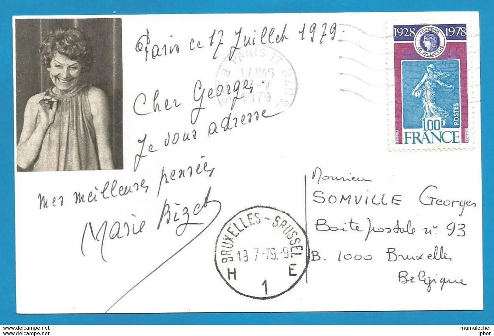 Signature / Dédicace / Autographe Original De Marie Bizet - Actrice - Chanteuse - Andere & Zonder Classificatie