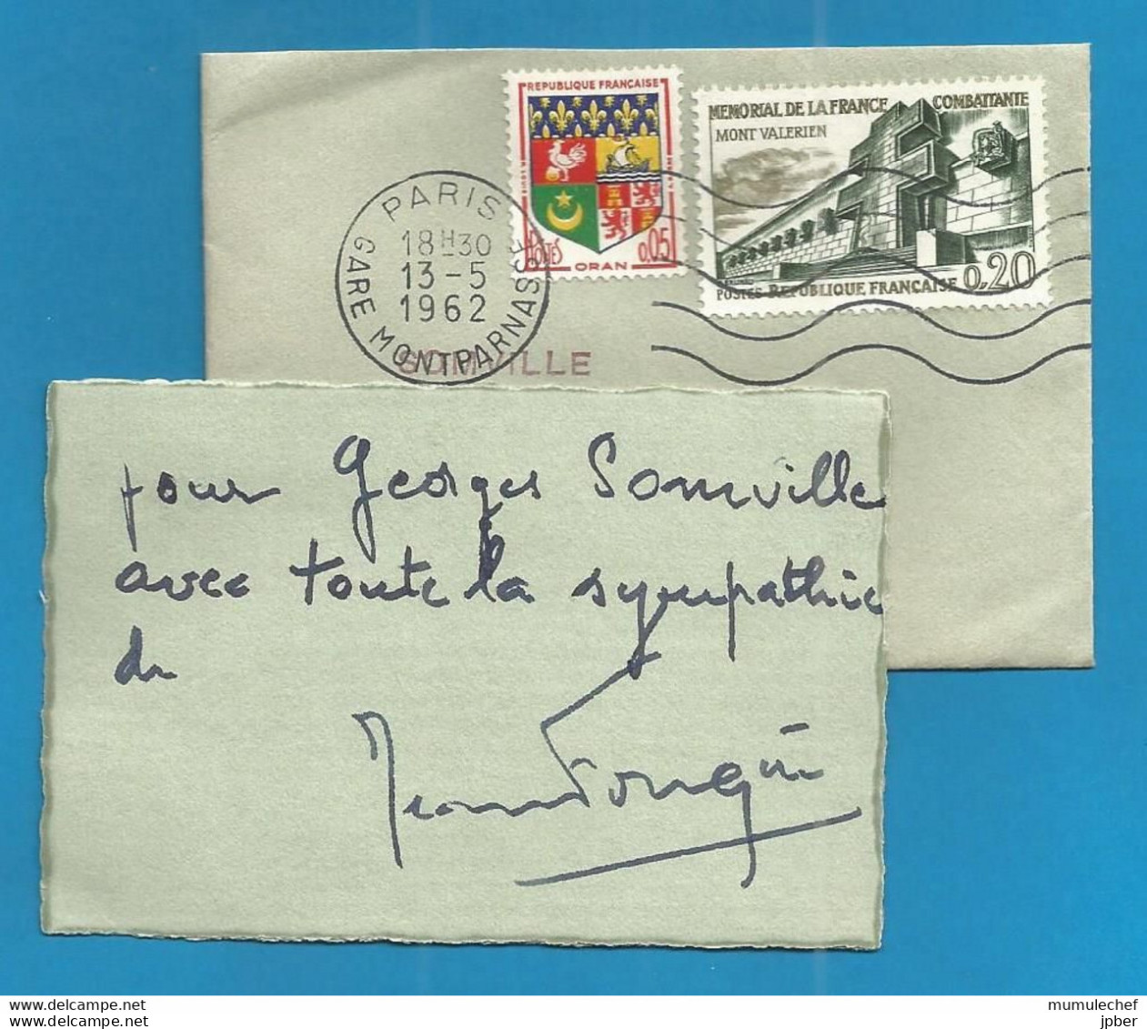 Signature / Dédicace / Autographe Original De JEAN FOUGERE - Romancier, Nouvelliste, Essayiste - Sonstige & Ohne Zuordnung