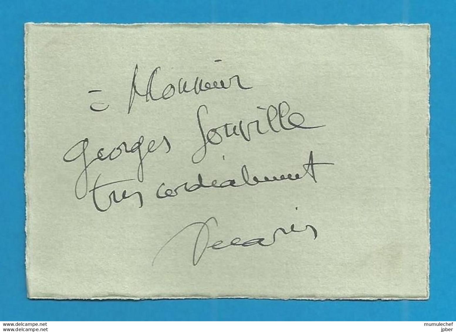 Signature / Dédicace / Autographe Original De ALBERT DECARIS - Peintre, Graveur, Dessinateur De Timbres - Sonstige & Ohne Zuordnung