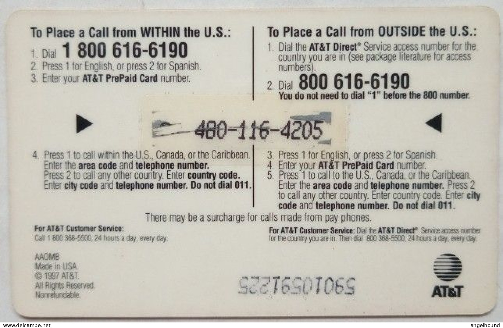 USA  AT&T  10 Minutes Card - AT&T