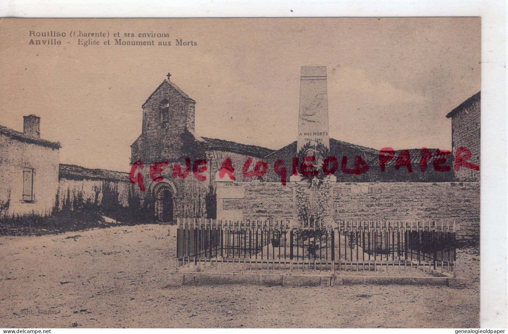 16-  ROUILLAC ET SES ENVIRONS- ANVILLE - EGLISE ET MONUMENT AUX MORTS - Rouillac