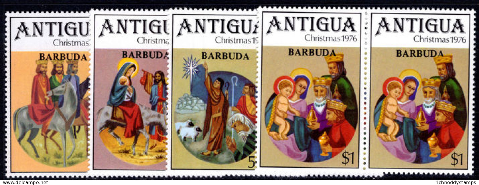 Barbuda 1976 Christmas In Horizontal Pairs One With Malformed Second A In Barbuda Unmounted Mint. - Barbuda (...-1981)