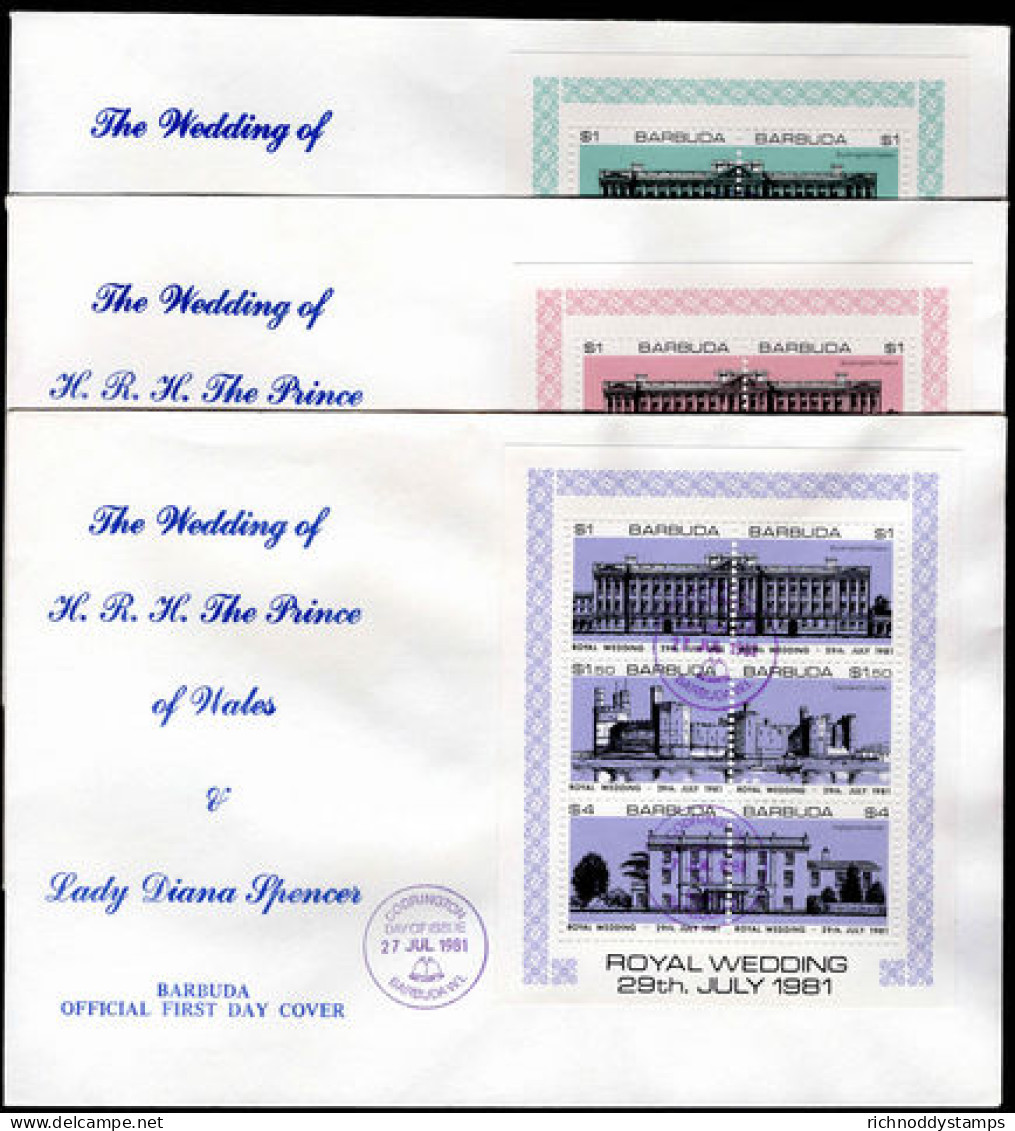 Barbuda 1981 Royal Wedding 1st Issue Sheetlets First Day Cover. - Barbuda (...-1981)