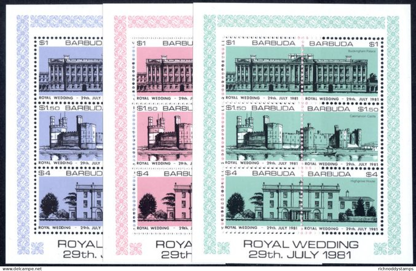 Barbuda 1981 Royal Wedding 1st Issue Sheetlets Unmounted Mint. - Barbuda (...-1981)
