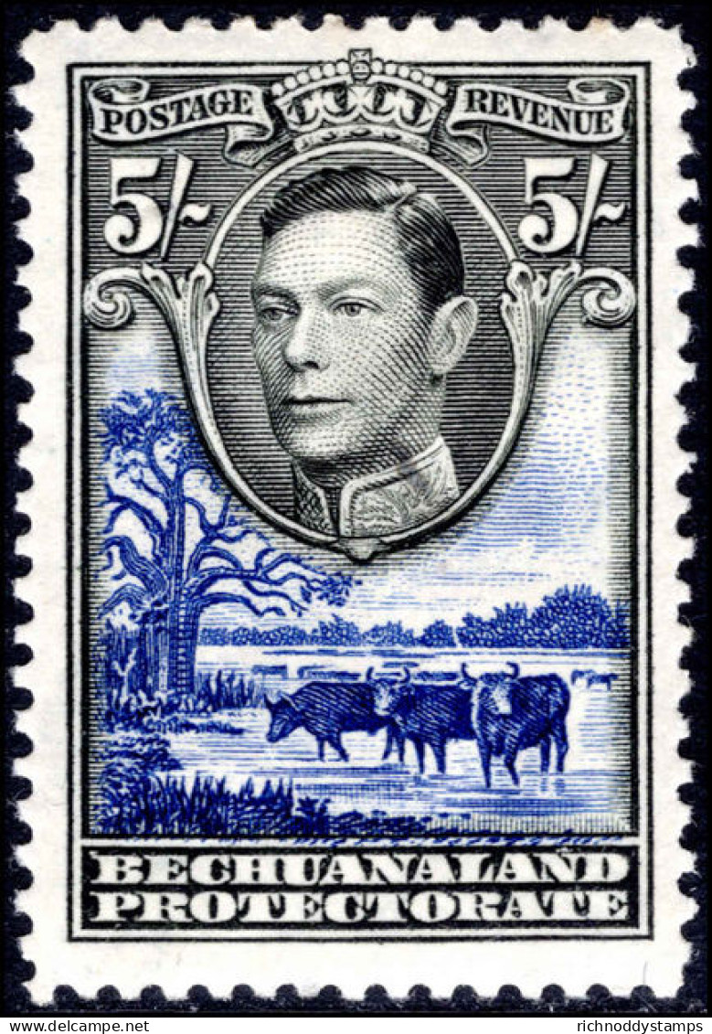 Bechuanaland 1938-52 5s Black And Deep Ultramarine Mounted Mint. - 1885-1964 Bechuanaland Protectorate