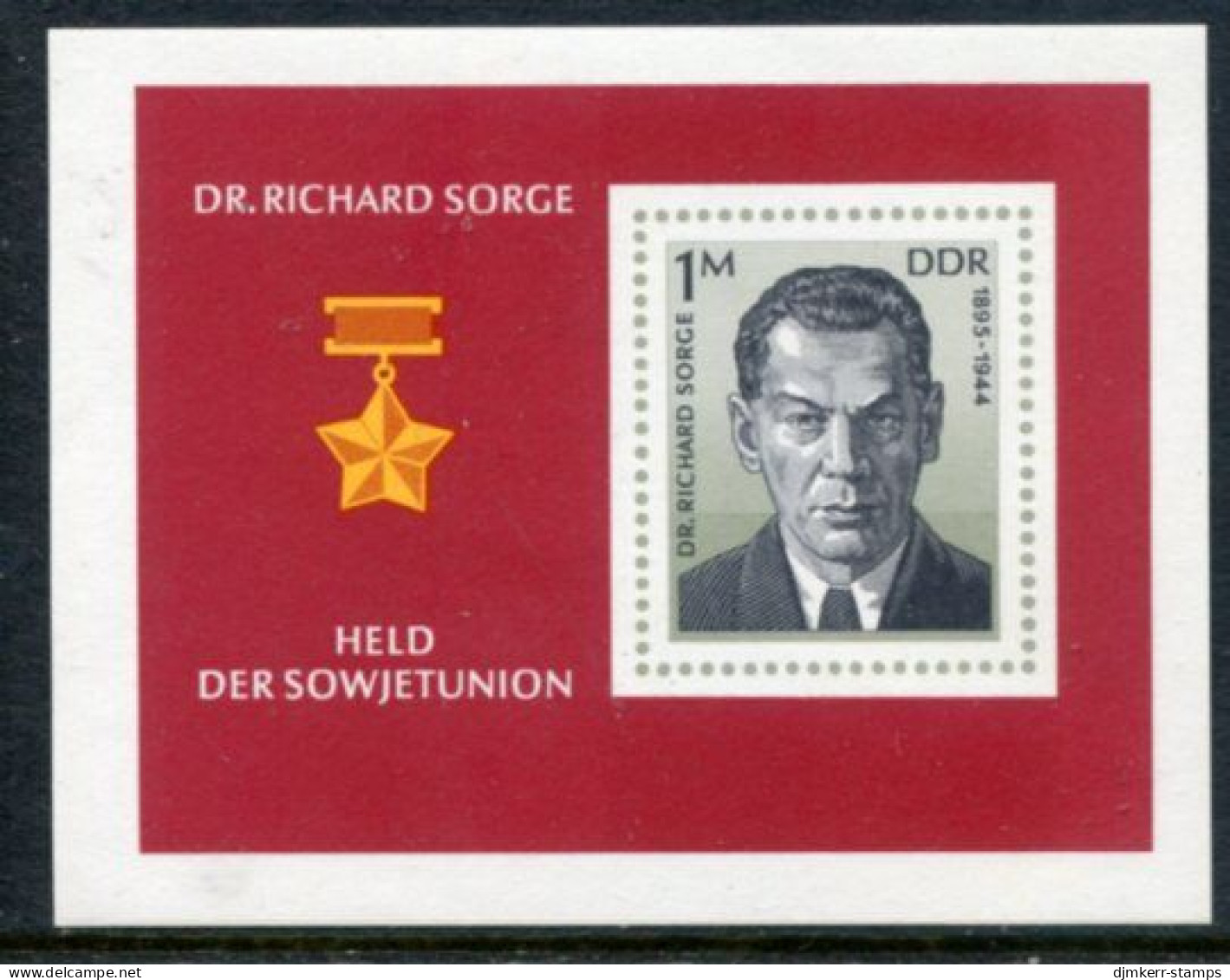 DDR / E. GERMANY 1976 Richard Sorge Block  MNH / **.  Michel Block 44 - Unused Stamps