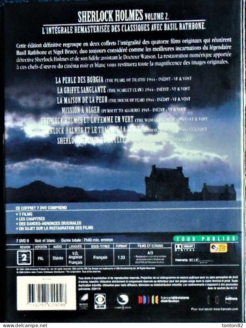 SHERLOCK HOLMES -  Basil Rathbone  - Nigel Bruce - Coffret 7 DVD - Avec Rappel De L'affiche En Couleur . - Crime