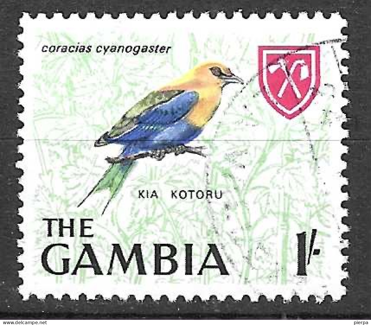 GAMBIA - 1966 - UCCELLI - CORACIAS CYANOGASTER  - 1SH - USATO ( YVERT 215 - MICHEL 217) - Mussen