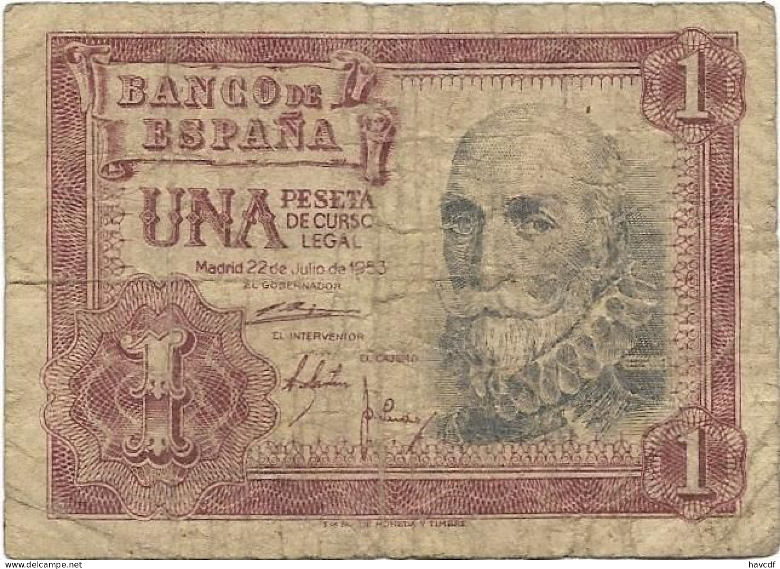 Billet De  UNA PESETA - 1953 - 1-2 Peseten