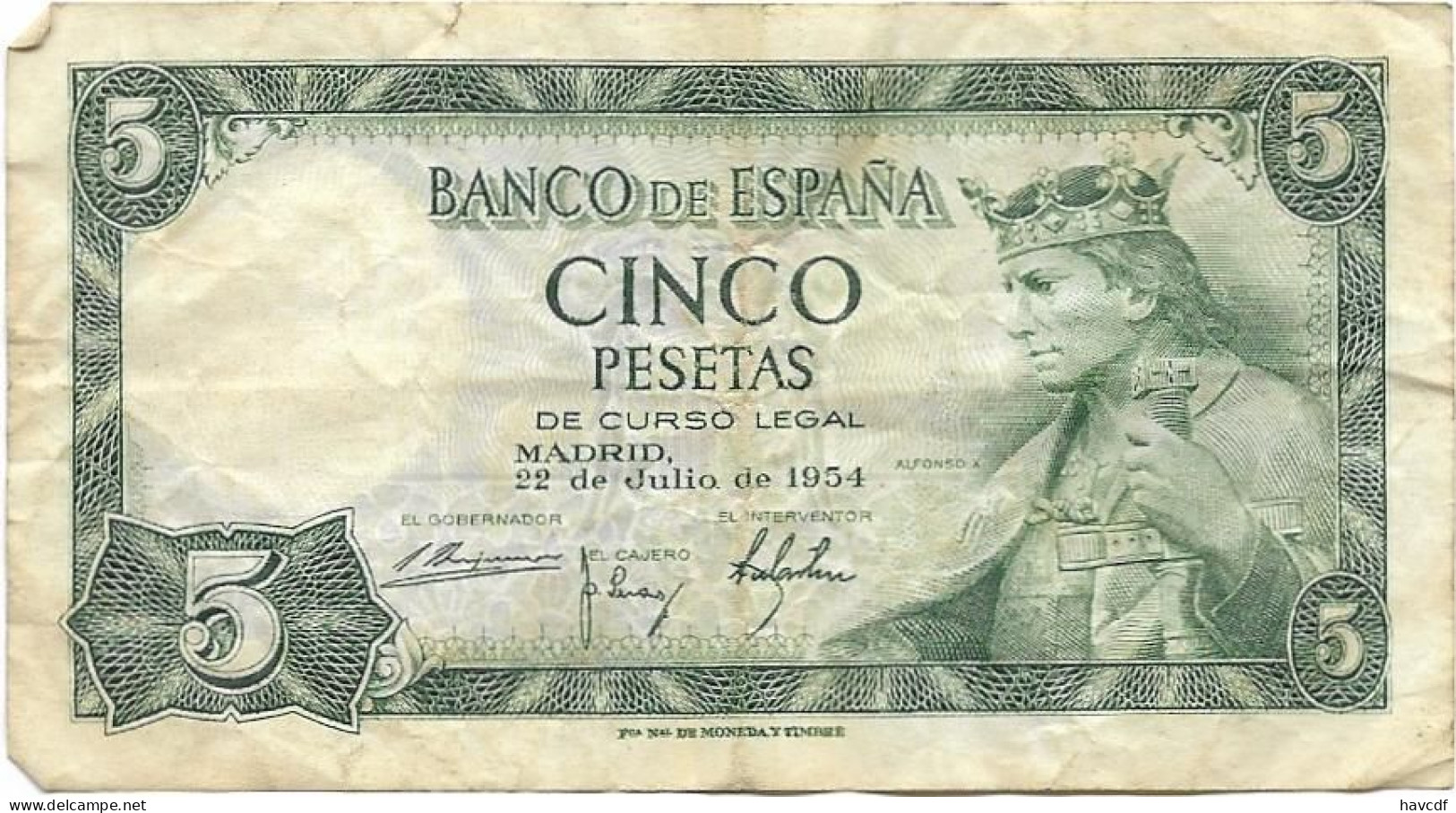 Billet De  CINCO PESETAS - 1954 - 5 Pesetas