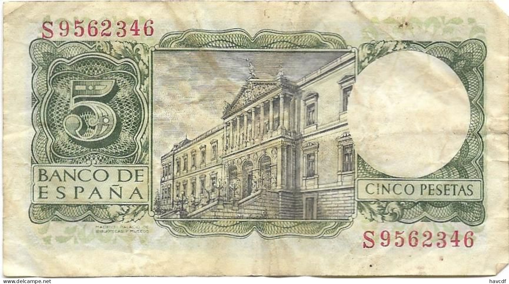 Billet De  CINCO PESETAS - 1954 - 5 Pesetas