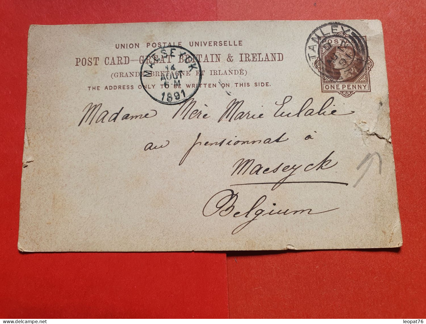 GB - Entier Postal ( Accroc à Droite ) De Stanley Pour La Belgique En 1891 - Réf 1639 - Interi Postali