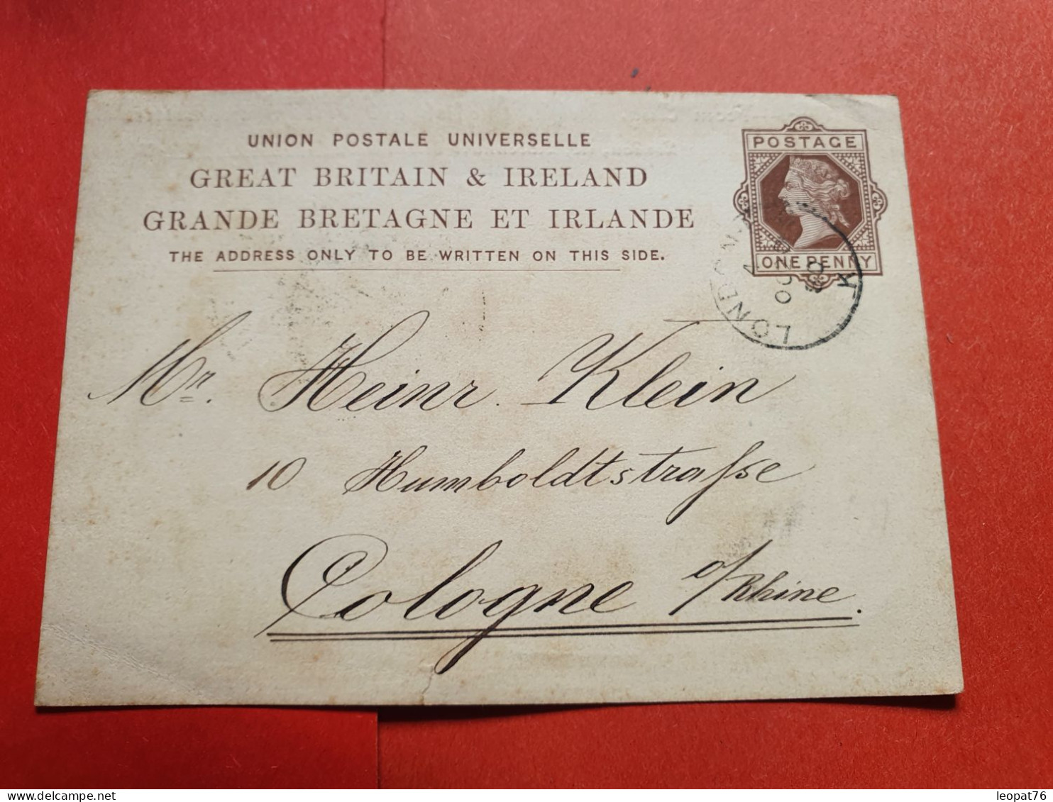 GB - Entier Postal De Londres Pour Cologne En 1880 - Réf 1640 - Stamped Stationery, Airletters & Aerogrammes