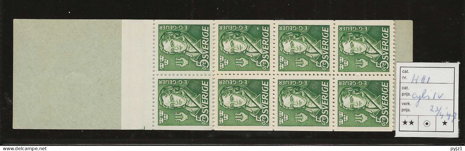 1947 MNH Sweden Booklet Facit H81 Cyls 1v  Postfris** - 1904-50