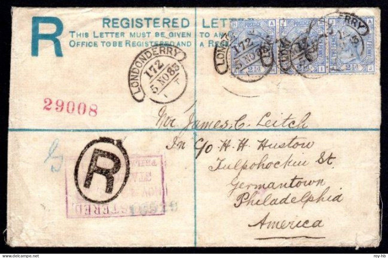 Forerunners, Queen Victoria 1882 2d Blue Format G, No Compensation Table, Horiz. Strip Of 3 1881 2½, Hooded Lononderry - Enteros Postales