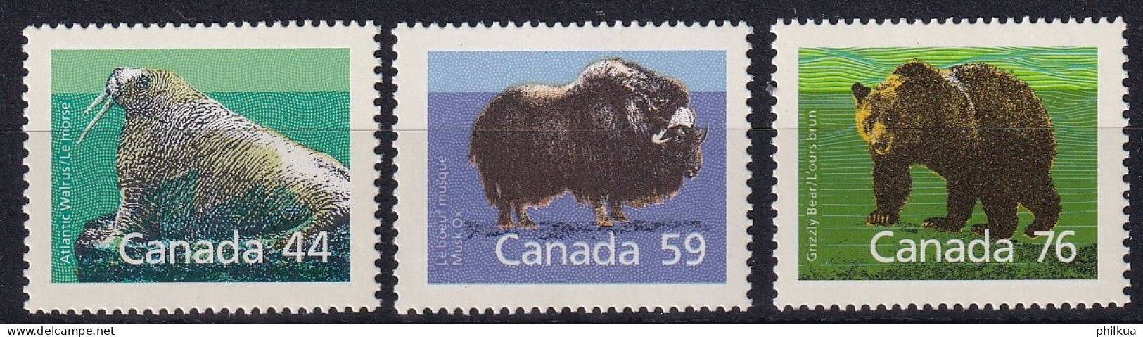 MiNr. 1118 - 1120 Kanada (Dominion) 1989, 18. Jan./1. Nov. Freimarken: Säugetiere  - Postfrisch/**/MNH - Neufs