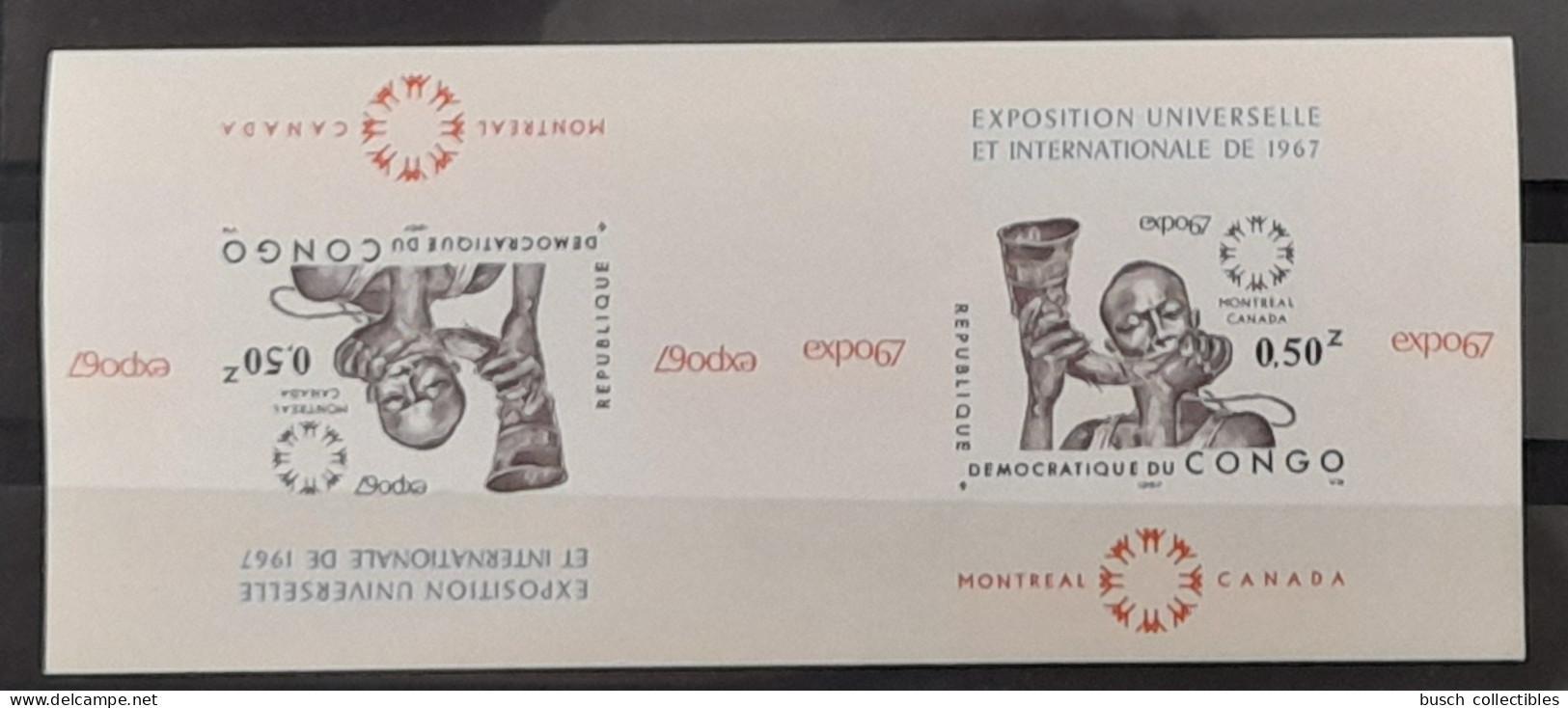Congo Kinshasa 1967 COB 651B-Cu IMPERF Non Dentelé Tête-bêche Expo 67 Exposition Universelle Montréal Canada - Nuevos