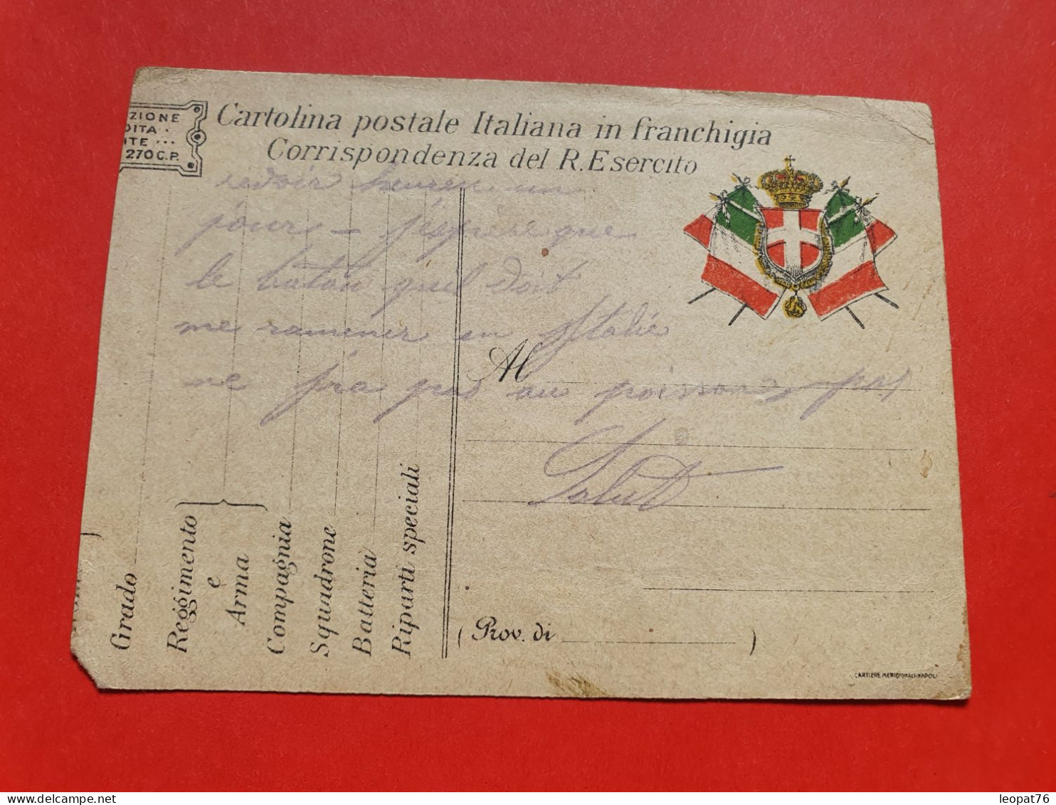 Italie - Carte FM écrite En Français - Réf 1664 - Poste Militaire (PM)