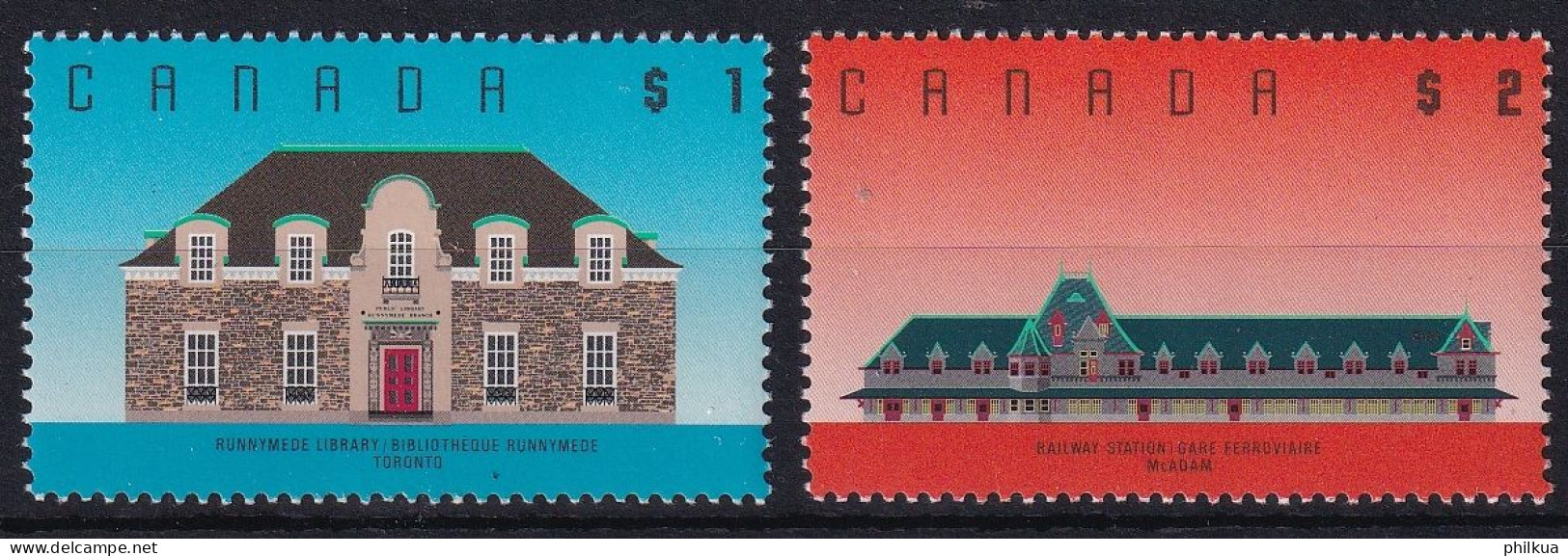MiNr. 1132 - 1133 Kanada (Dominion) 1989, 5. Mai/1992, 28. Aug. Freimarken: Architektur - Postfrisch/**/MNH - Neufs