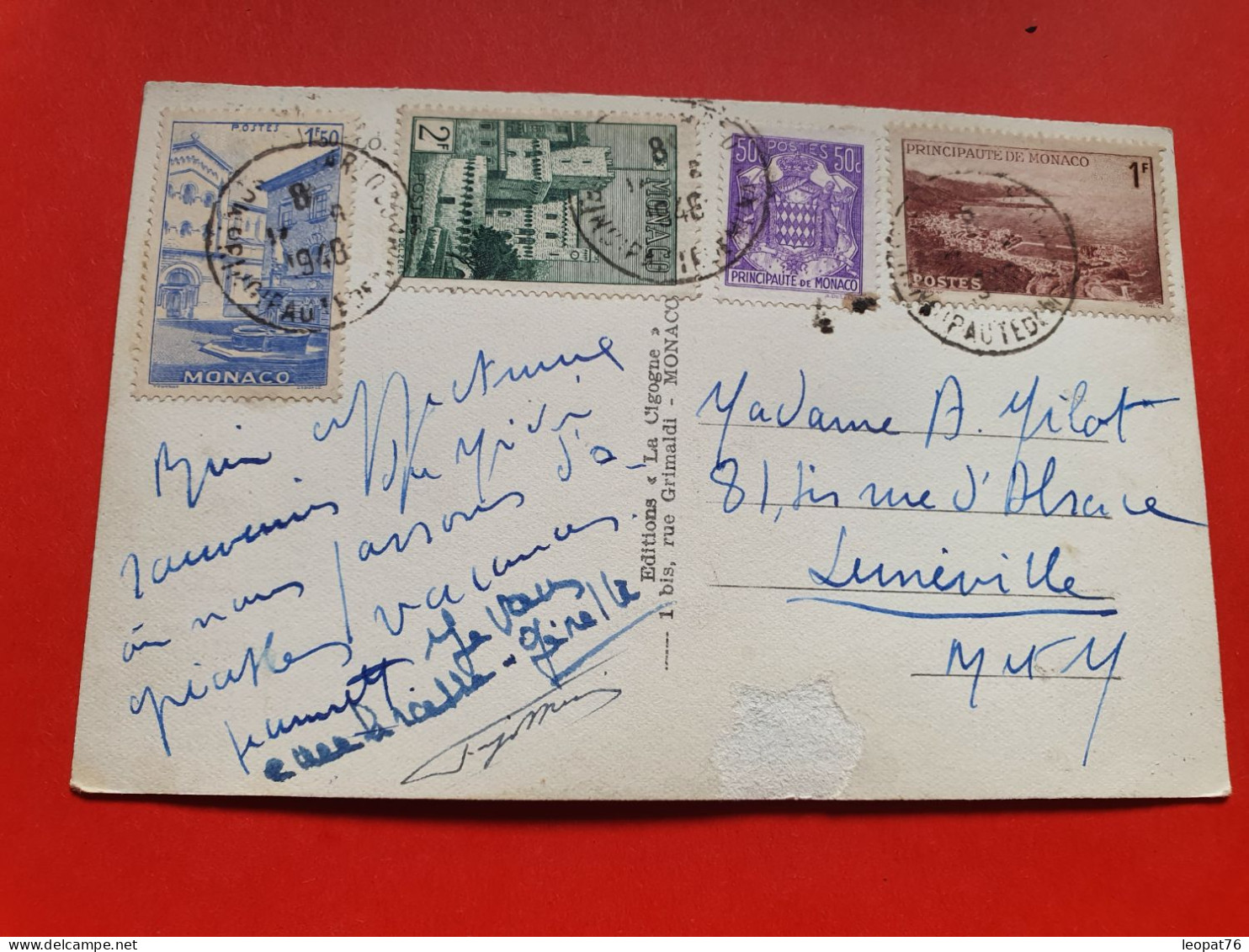 Monaco - Affranchissement Varié Sur Carte Postale En 1948 Pour Lunéville - Réf 1667 - Covers & Documents