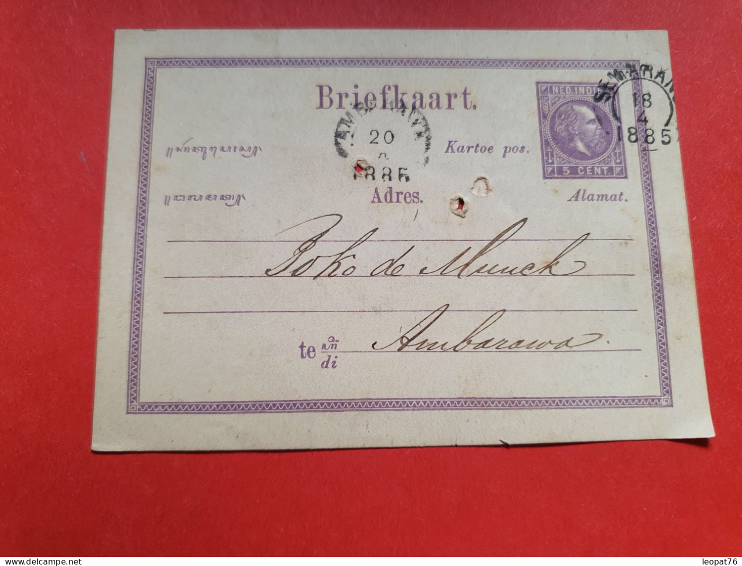 Indes Néerlandaises - Entier Postal De Semarang Pour Ambarawa En 1885 - Réf 1679 - Niederländisch-Indien