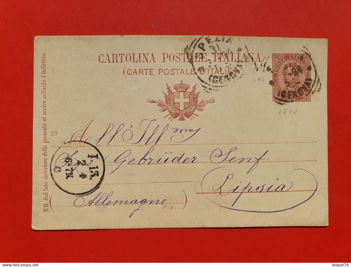 Italie - Entier Postal De Spezia Pour Lipsia En 1894 - Réf 1684 - Interi Postali