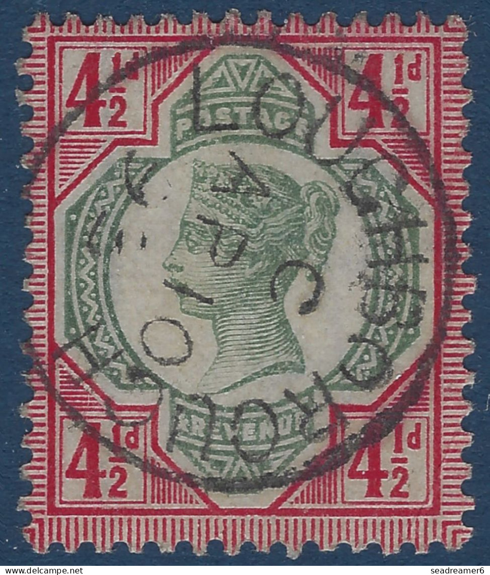 Grande Bretagne N°98 4 1/2 Rouge Carminé & Vert Oblitéré Dateur De LOUGHBOROUGH SUPERBE - Used Stamps