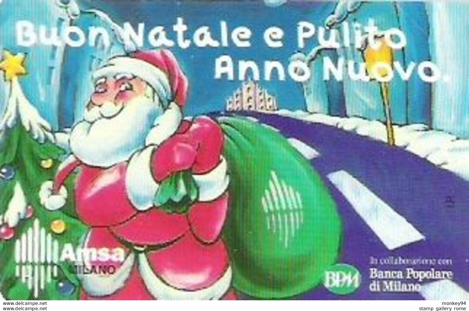 TELECOM - BUON NATALE E PULITO ANNO NUOVO AMSA - NUOVA  LIRE  10000 - GOLDEN 719 - Öff. Sonderausgaben