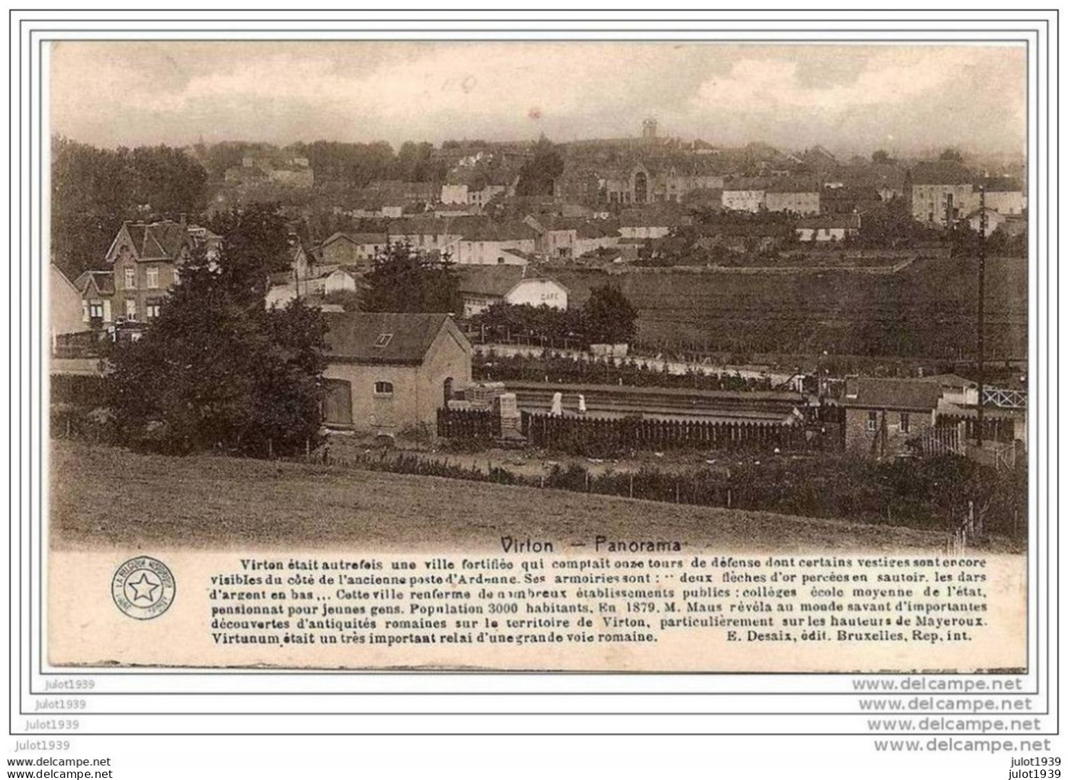 VIRTON ..--  Panorama . 1919 Vers TOERNICH ( Mr PERBAL , Instituteur ) . Voir Verso . - Virton