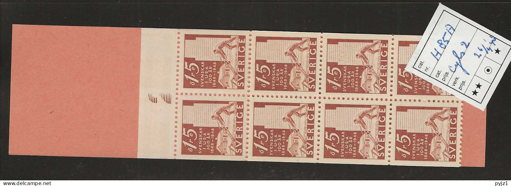 1948 MNH Sweden Booklet Facit H85A Cyls 2 Postfris** - 1904-50