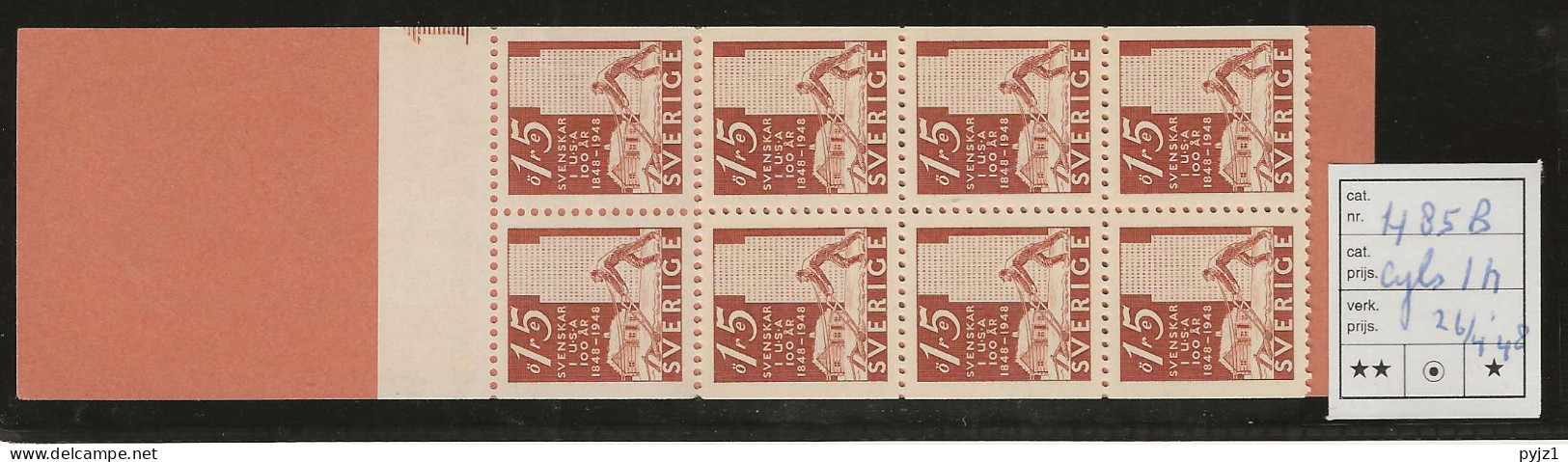 1948 MNH Sweden Booklet Facit H85B Cyls 1h Postfris** - 1904-50