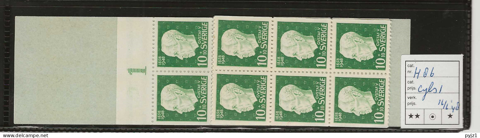 1948 MNH Sweden Booklet Facit H86 Cyls 1 Postfris** - 1904-50