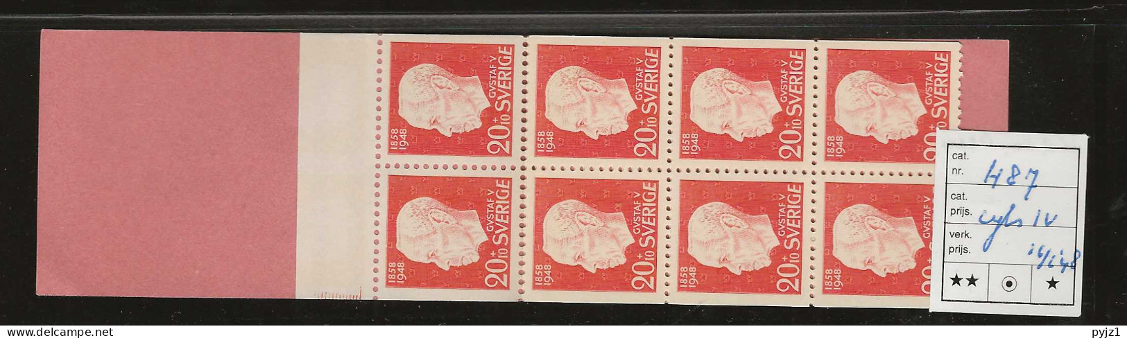 1948 MNH Sweden Booklet Facit H87 Cyls 1v Postfris** - 1904-50