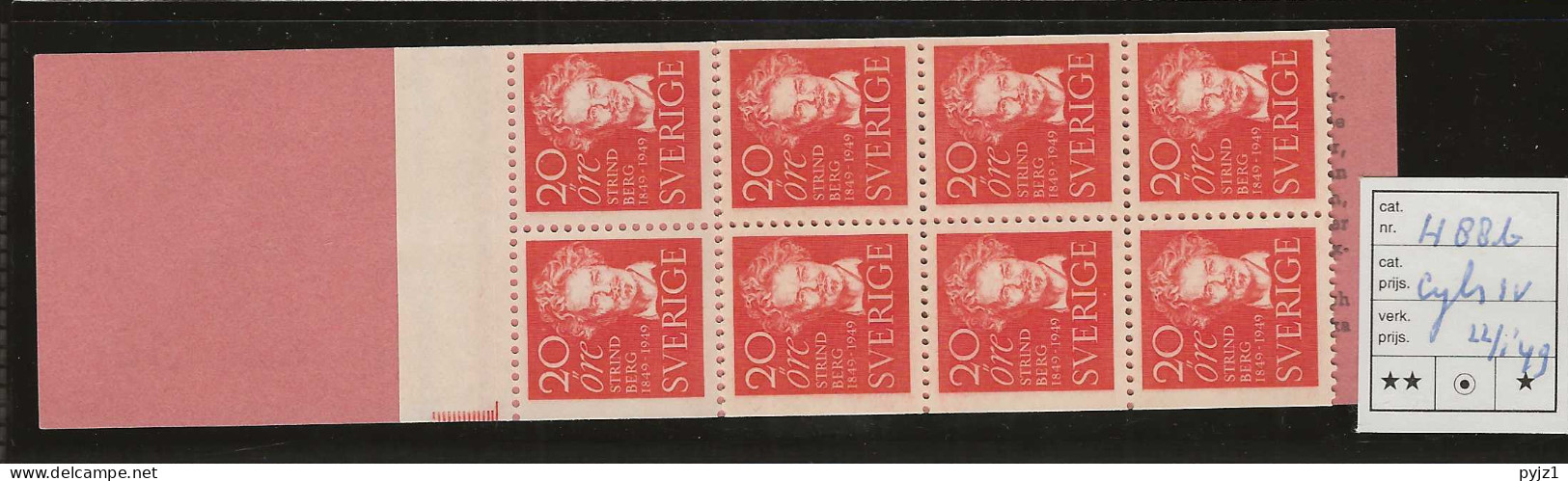 1949 MNH Sweden Booklet Facit H88b Cyls 1v Postfris** - 1904-50