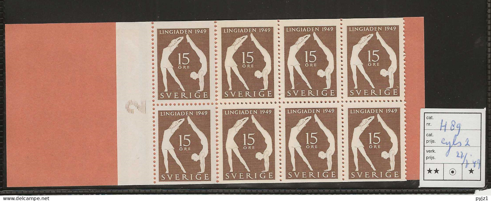 1949 MNH Sweden Booklet Facit H89 Cyls 2 Postfris** - 1904-50