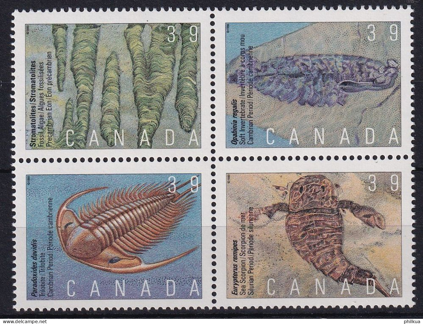 MiNr. 1187 - 1190 Kanada (Dominion) 1990, 12. Juli. Prähistorisches Leben (I) - Postfrisch/**/MNH - Unused Stamps