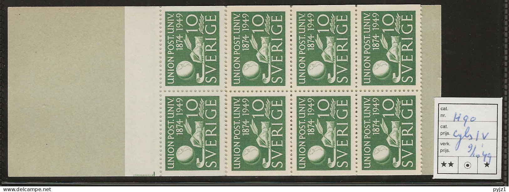 1949 MNH Sweden Booklet Facit H90 Cyls 1v Postfris** - 1904-50