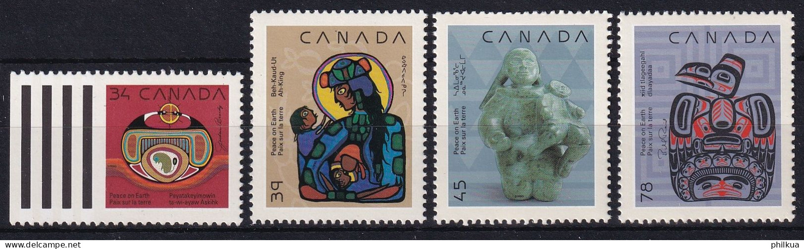 MiNr. 1202 - 1205 Kanada (Dominion) 1990, 25. Okt. Weihnachten: Kunstwerke Zum Thema „Frieden Auf  - Postfrisch/**/MNH - Nuovi