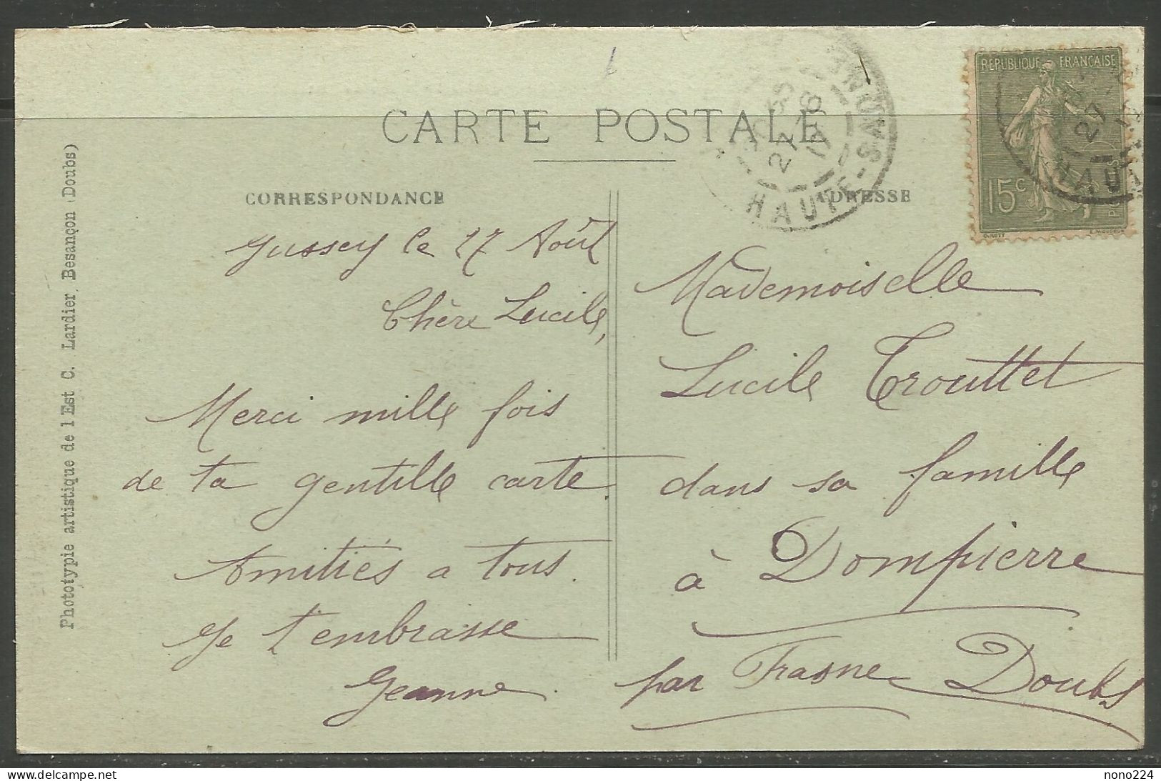 Carte P De 1917 ( Jussey / Rue Gambetta ) - Jussey