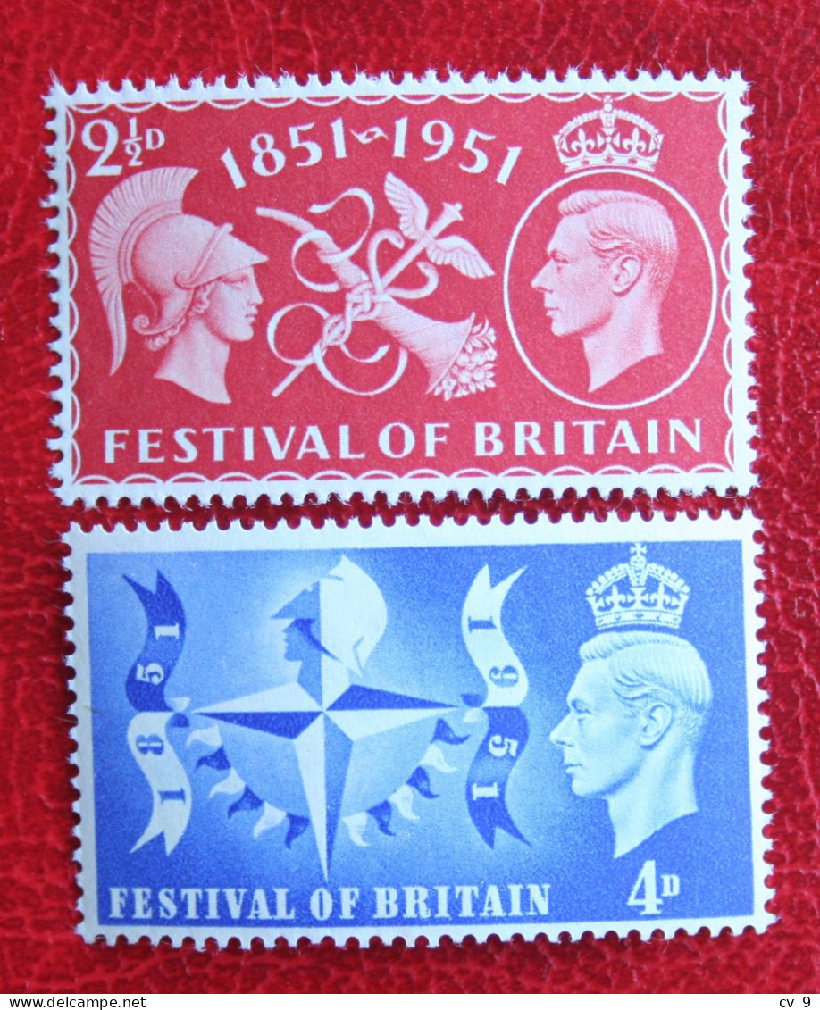 FESTIVAL OF BRITAIN King George VI (Mi 255-256 Yv 260-261) 1951 POSTFRIS MNH ** ENGLAND GRANDE-BRETAGNE GB GREAT BRITAIN - Unused Stamps