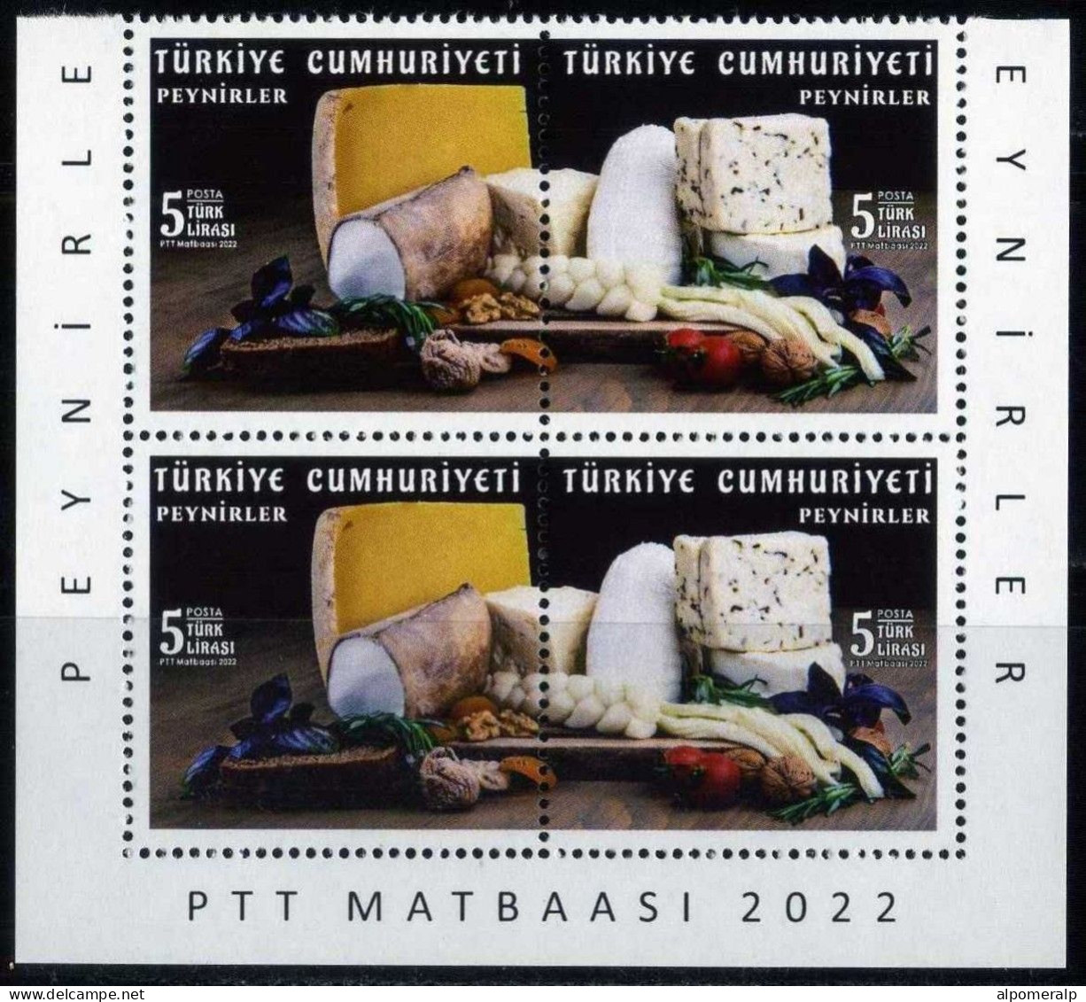 Türkiye 2022 Mi 4704-4705 MNH Cheeses, Gastronomy | Food, Cheese, Pair Bottom Corner - Alimentation