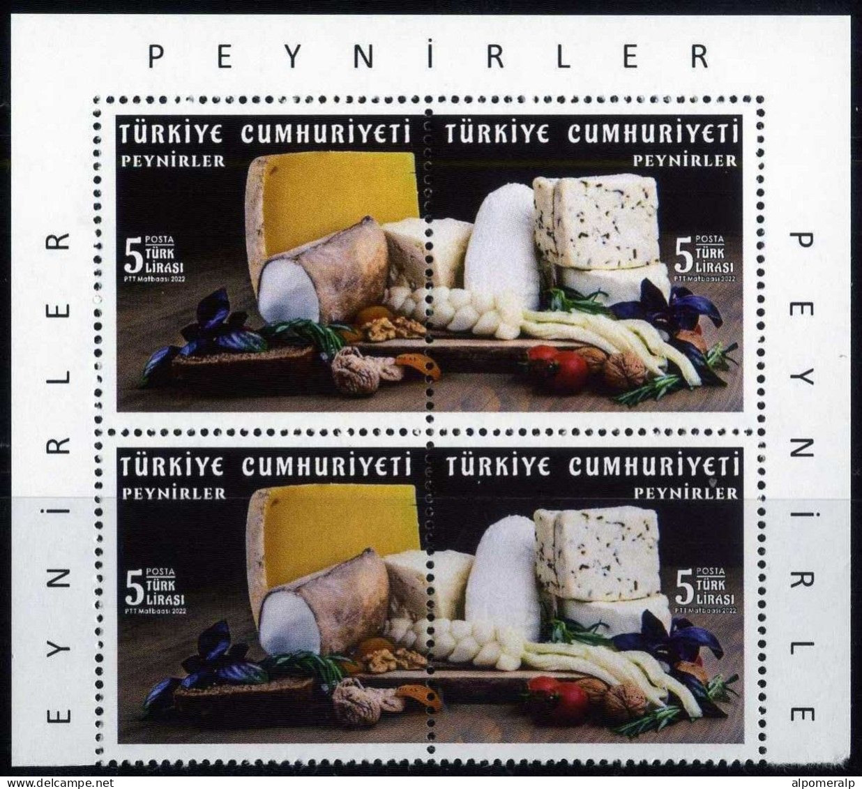 Türkiye 2022 Mi 4704-4705 MNH Cheeses, Gastronomy | Food, Cheese, Pair Top Corner - Alimentation