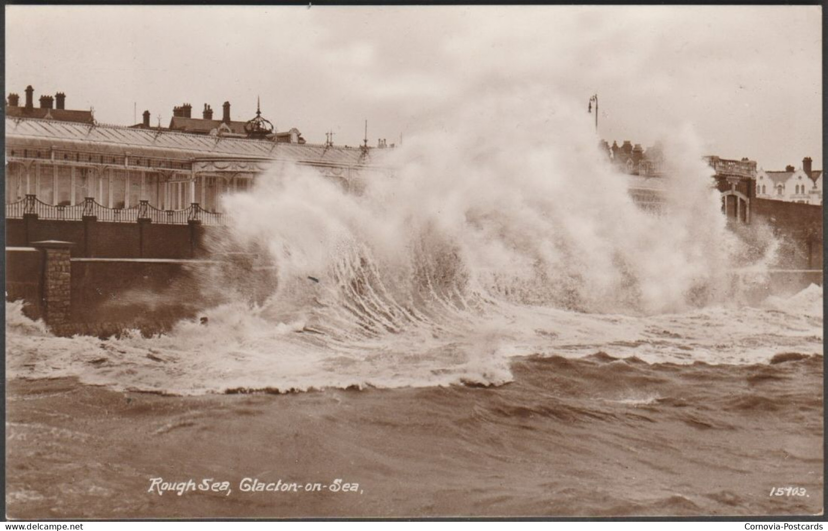 Rough Sea, Clacton-on-Sea, Essex, 1932 - Cook & Eaves RP Postcard - Clacton On Sea